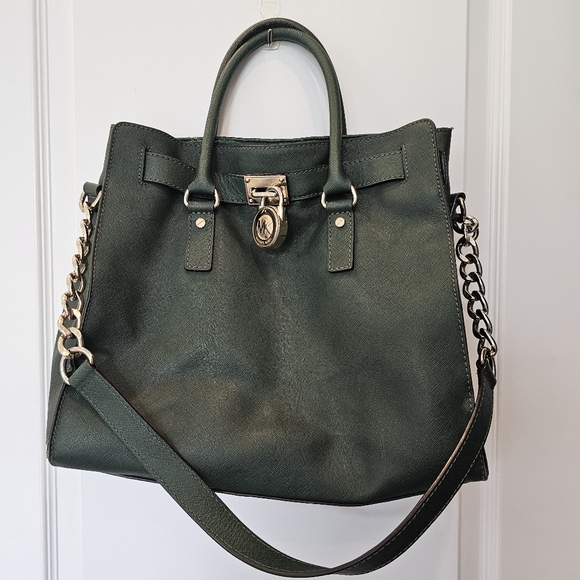 MICHAEL KORS Hamilton Handbag Hunter Green Fall Purse - Picture 1 of 15